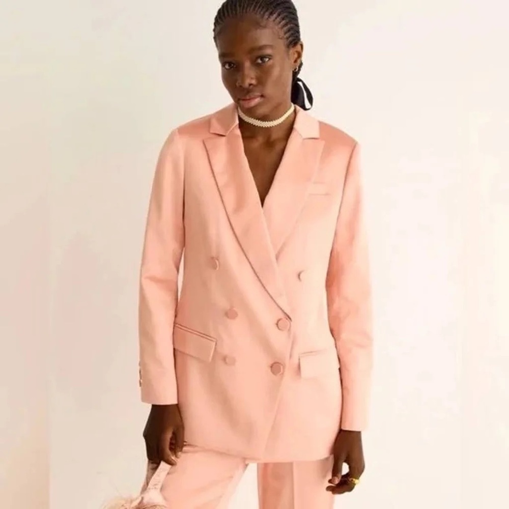 J.Crew Collection Double breasted lady blazer in structured satin